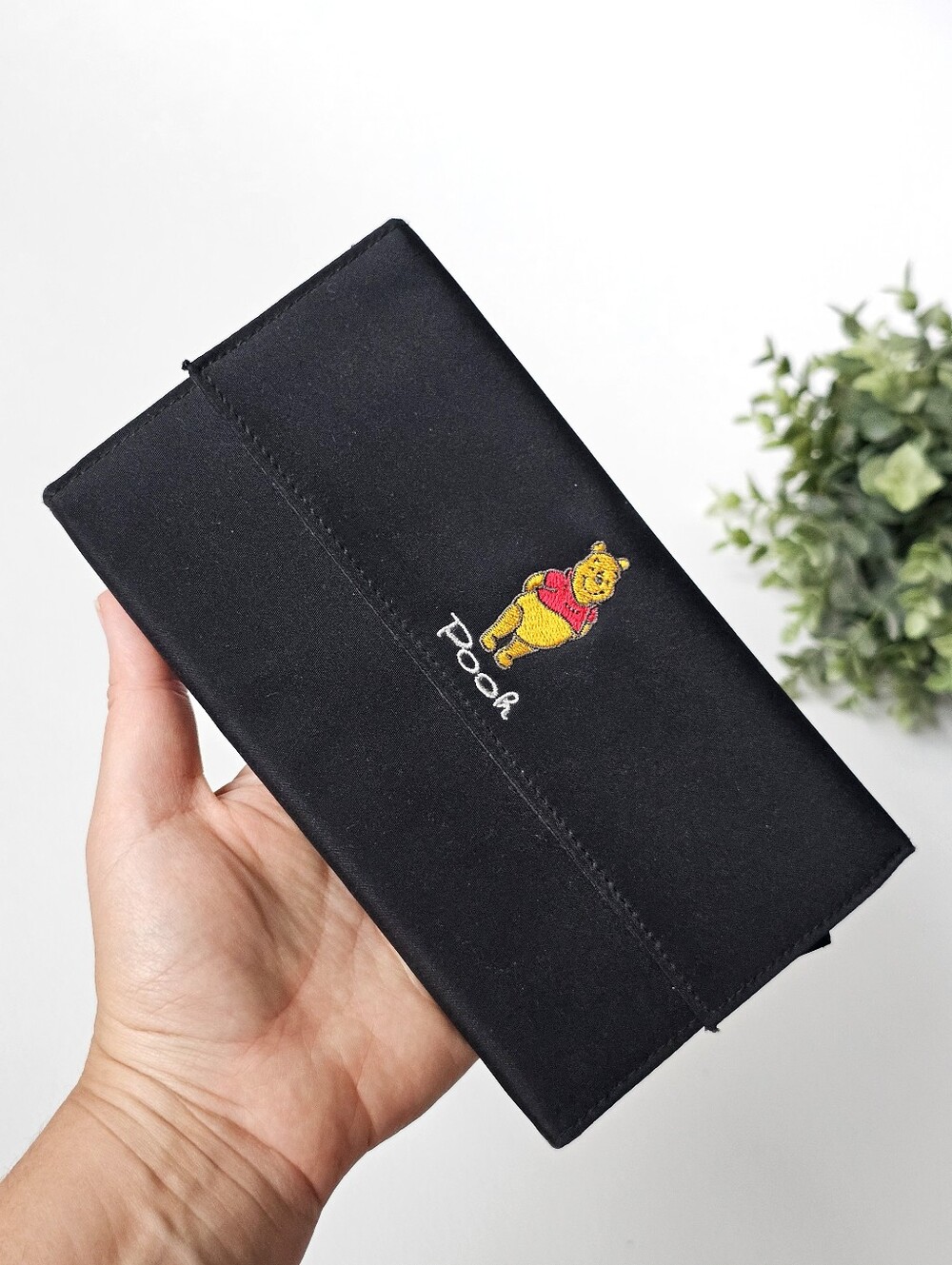 Vintage Disney Winnie the Pooh Black Nylon Wallet Organizer Clutch